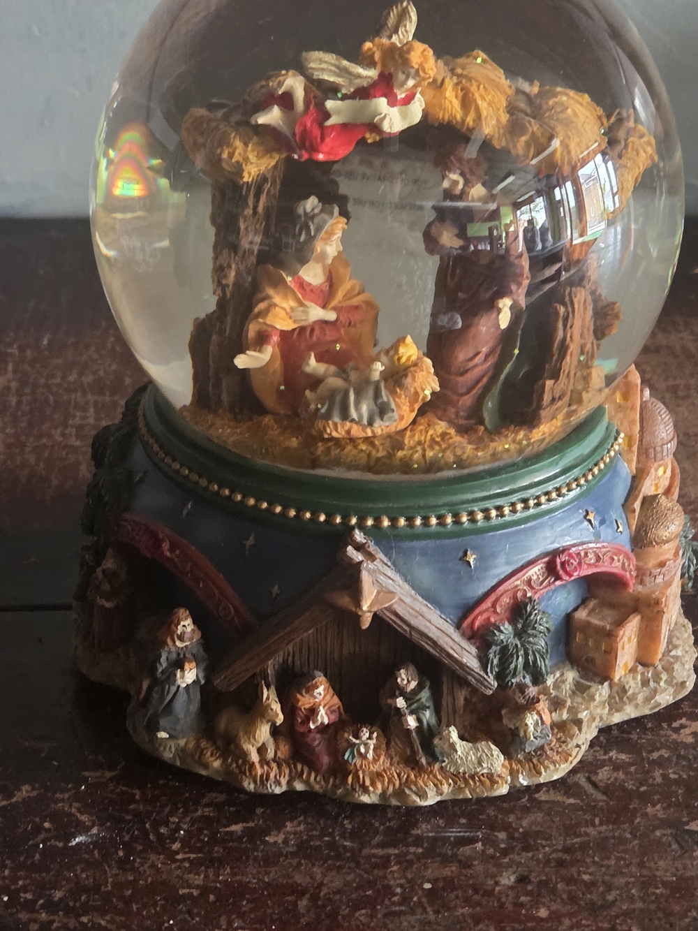 Classic Nativity Scene Snow Globe - Holiday Decor Music Box Plays